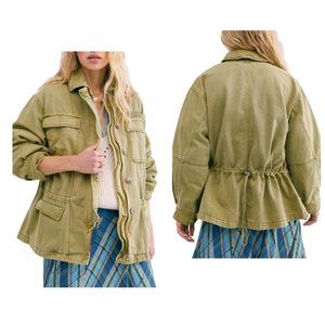 Free People Seize The Day Green Military Jacket